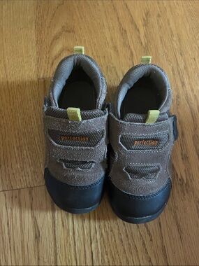 Perfection Kids Brown and Black Sneakers with Yellow Tabs